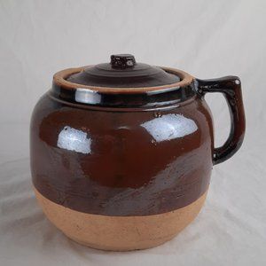RARE FIND Antique Lidded Bean Pot - Fire Proof and Acid Proof - One Handled -